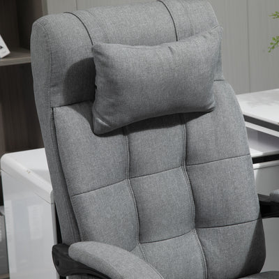 Vinsetto Office Chair with Footrest Ergonomic Office Chair with Armrests Lumber Support and Headrest Light Grey 