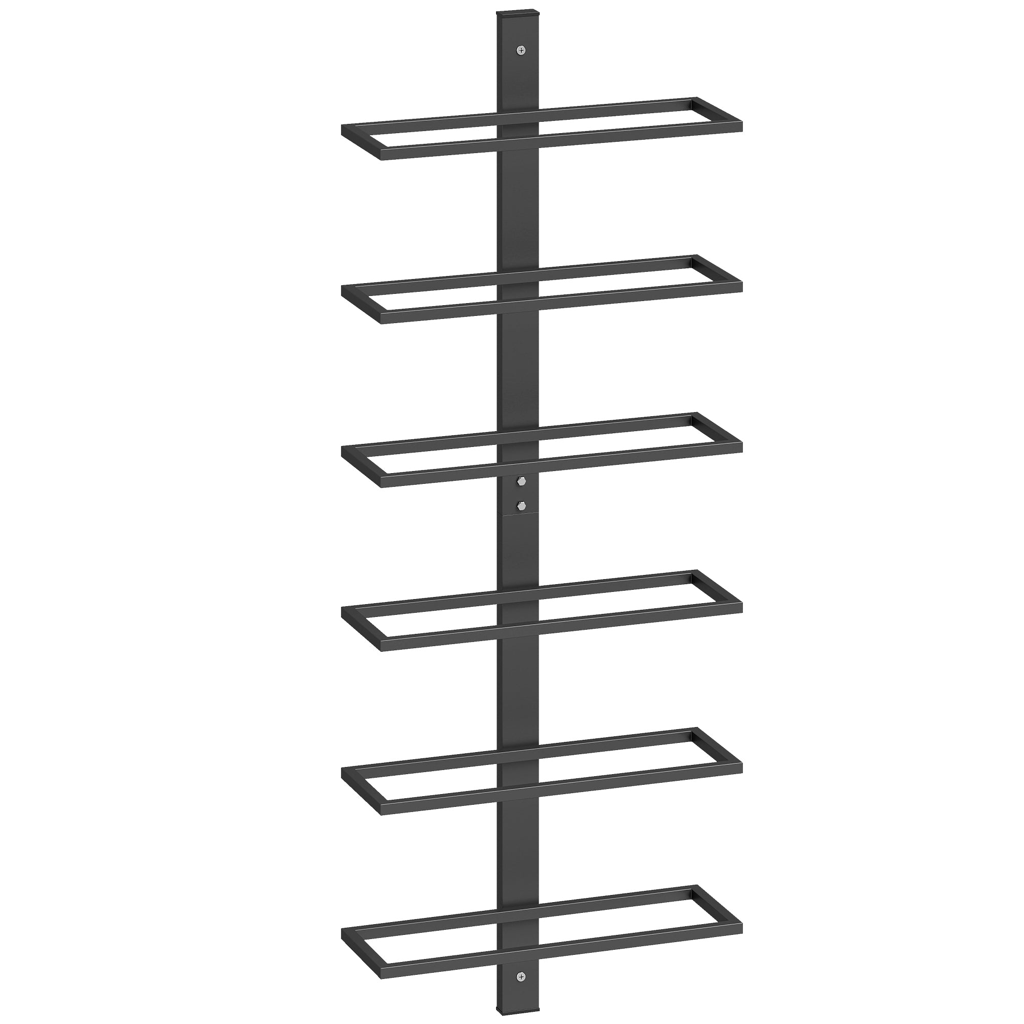 HOMCOM Wall Mounted Wine Rack, 6 Tier Metal Wine Display Rack, Storage Holder for Kitchen, Black 