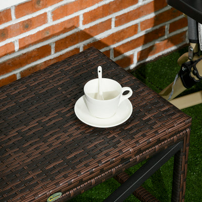 Outsunny PE Rattan Garden Side Table, Outdoor Coffee Table with X-Shape Frame, Mixed Brown 