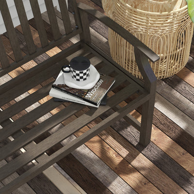 Outsunny Two-Seater Simple Metal Bench - Brown 