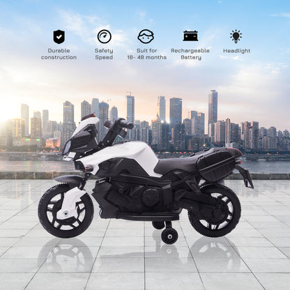 HOMCOM Kids Electric Motorbike 6V Ride on Motorcycle Vehicle w/ Lights Horn Sounds for 1.5-4 Years Old White 