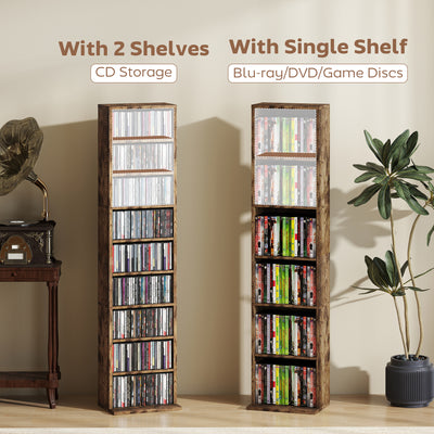 HOMCOM 260 Narrow CD Storage Unit - Rustic Brown 