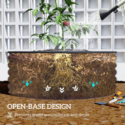 Outsunny Galvanised Raised Garden Bed with Safety Edging, Outdoor Raised Planter Box with Gloves, 120 x 120 x 43cm, Light Green 