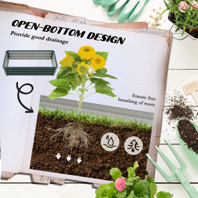 Outsunny Steel Raised Beds for Garden, Outdoor Planter Box, Set of 2, for Flowers, Herbs and Vegetables, Green 