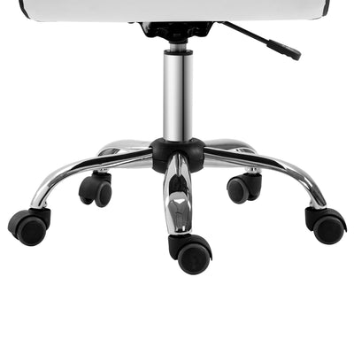 HOMCOM Adjustable Swivel Office Chair with Armless Mid-Back in PU Leather and Chrome Base - White 