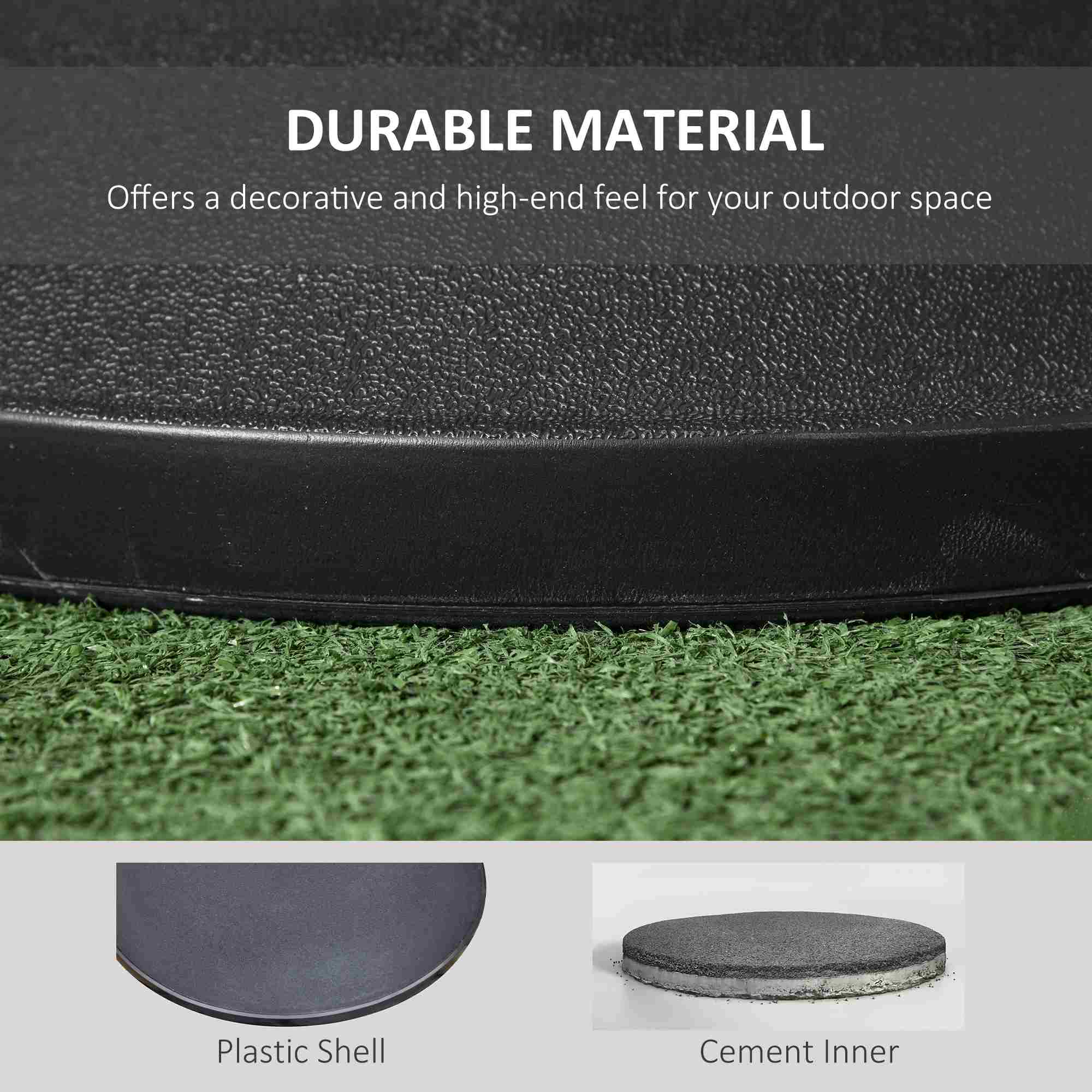 Outsunny 25 kg Parasol Base, Heavy Duty Concrete Patio Umbrella Stand with Adjustable Knob, 49 cm Round Garden Parasol Holder for 35 to 48 mm Poles, Black 