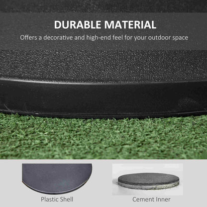 Outsunny 25 kg Parasol Base, Heavy Duty Concrete Patio Umbrella Stand with Adjustable Knob, 49 cm Round Garden Parasol Holder for 35 to 48 mm Poles, Black 