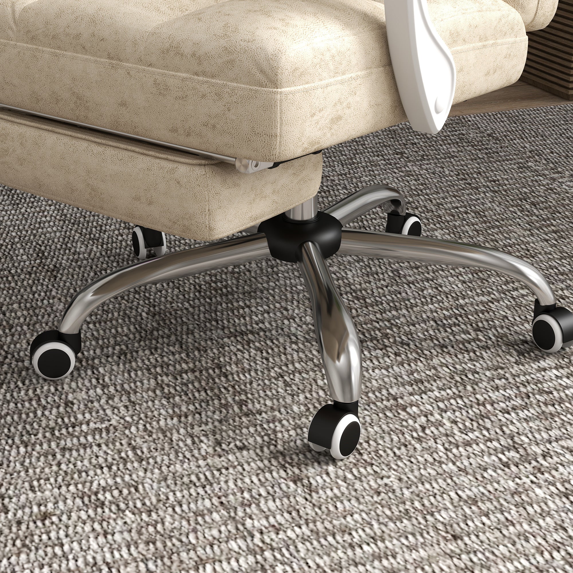 Vinsetto Massage Office Chair, Ergonomic Desk Chair, Comfy Work Study Chair with Heat, Padded Seat, 135\'c2\'b0 Reclining Back and Footrest for Home Office, Beige