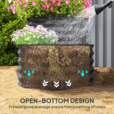 Outsunny Two-Tier Galvanised Steel Garden Planter - Dark Grey 