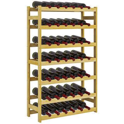 HOMCOM 42-Bottle Wooden Wine Rack - Natural Finish 