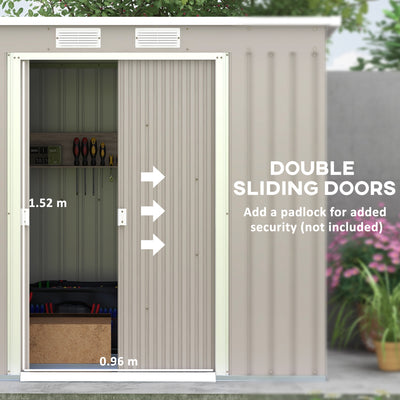 Outsunny 7 x 4ft Galvanised Steel Garden Shed, with Foundation Kit - Grey 