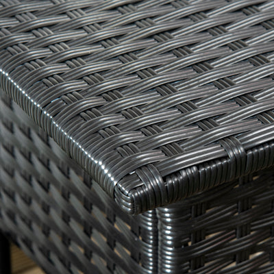 Outsunny Rattan Side Table, Outdoor Coffee Table with Plastic Board Under the Full Woven Table Top for Patio, Garden, Balcony, Black 