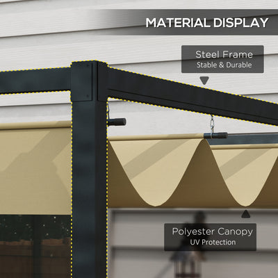 Outsunny 3x2m Metal Pergola with Retractable Roof, Garden Gazebo Canopy Shelter for Outdoor, Patio, Khaki 