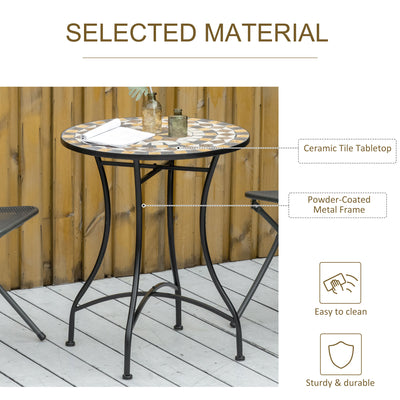 Outsunny \'ce\'a660cm Mosaic Outdoor Patio Table - Grey 