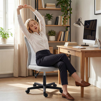 Vinsetto Mesh Office Chair Armless Swivel Executive Computer Desk Chair Adjustable Height Wheels White 