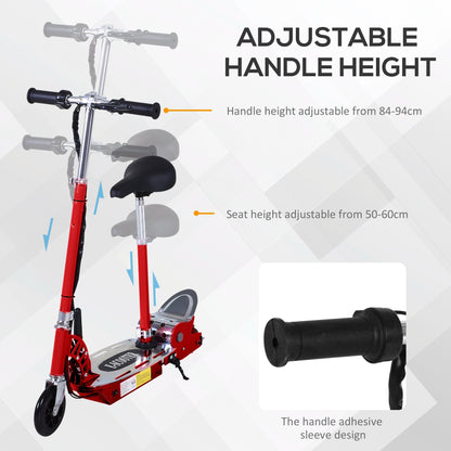 HOMCOM Foldable Electric Scooter for Teens Over 7 years old 12V Battery 120W-Red 