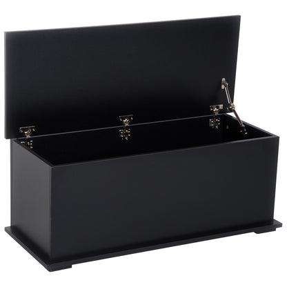 HOMCOM 113L Storage Chest, Storage Box with Flip-Top Lid and 2 Safety Hinges, Storage Trunk for Living Room, Entryway, 100 x 40 x 40 cm, Black 