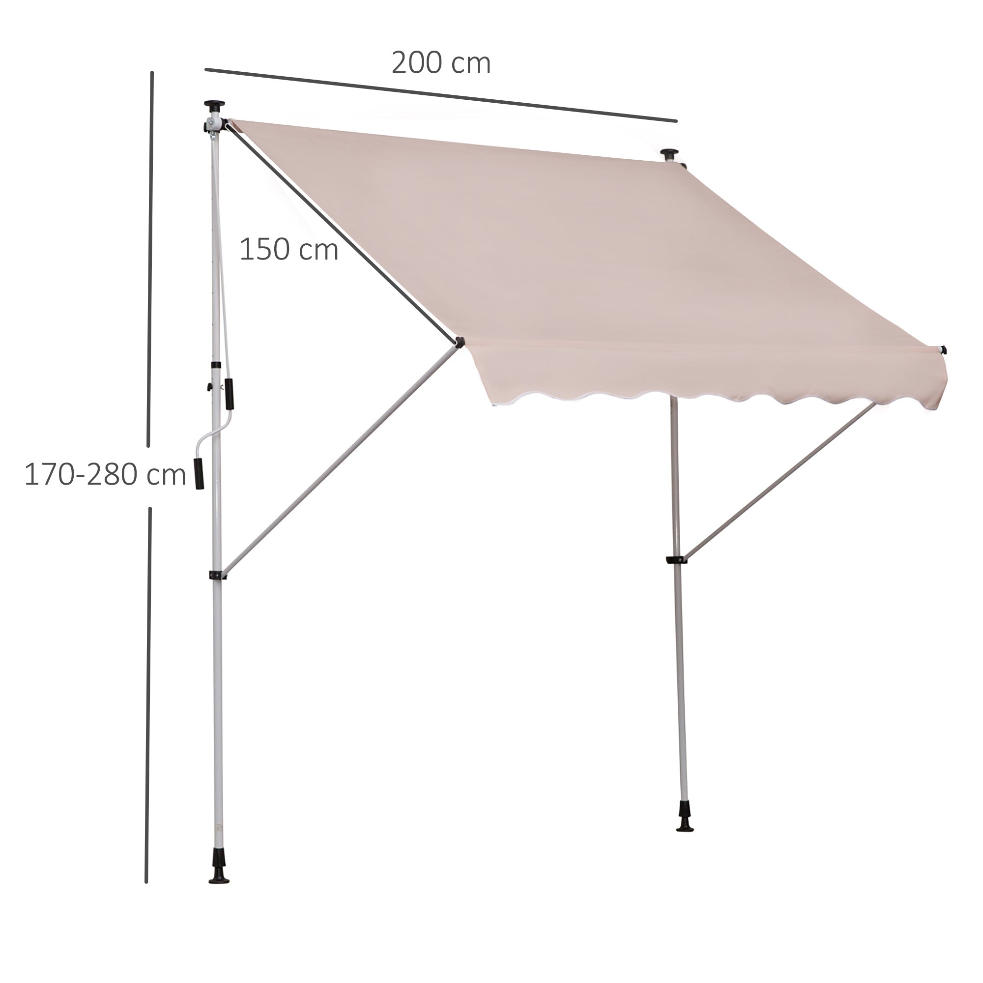 Outsunny 2x1.5m  Adjustable Outdoor Aluminium Frame Awning Beige 