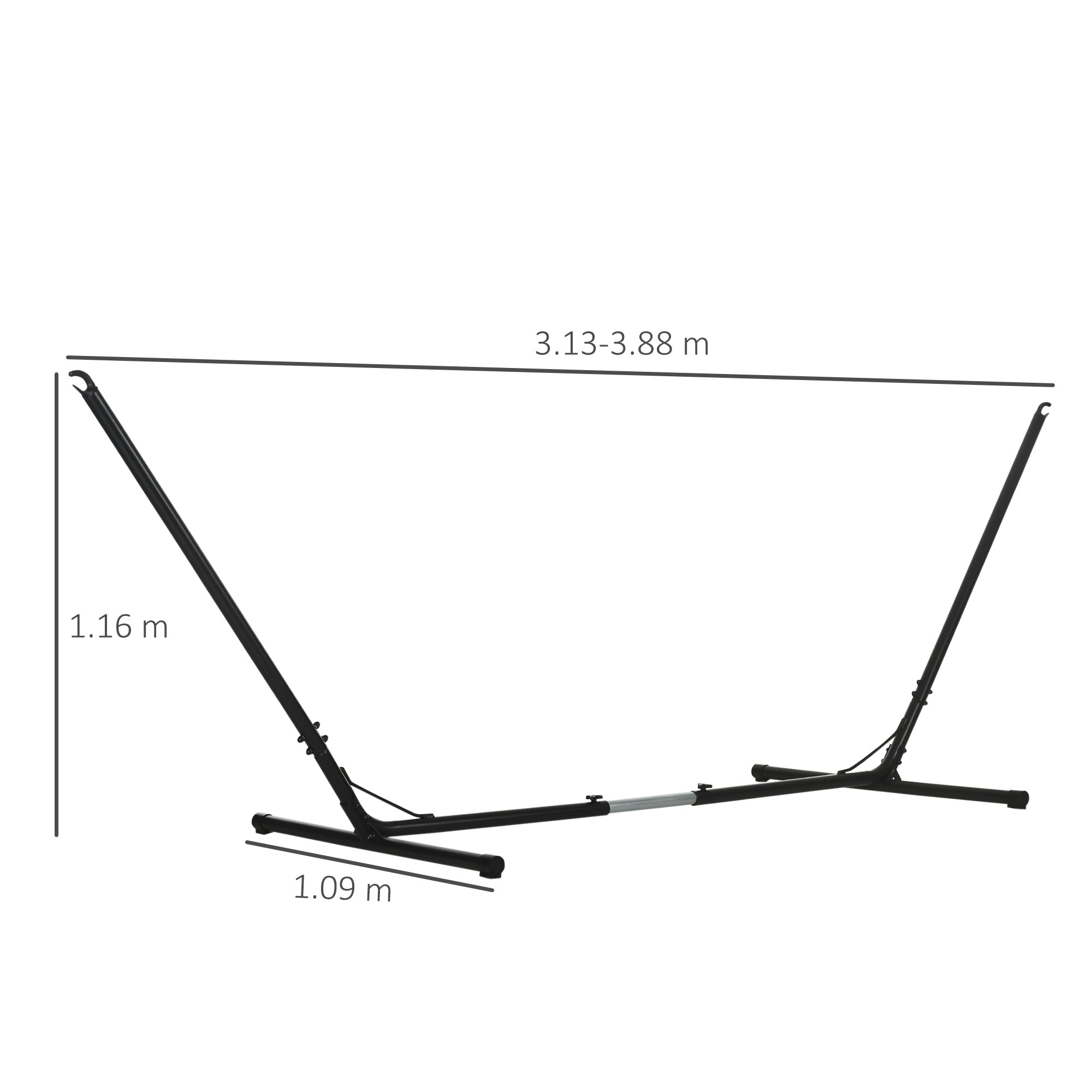 Outsunny 3.1–3.8m Adjustable Universal Hammock Stand Metal Frame Garden Camping Picnic Outdoor Patio Replacement – Stand Only 