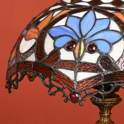 HOMCOM Stained Glass Table Lamp, Handcrafted Artisan Collectible, Suitable for Living Room and Bedside, Multi-Coloured, \'d0\'a431 x 48Hcm, Zinc Alloy. 