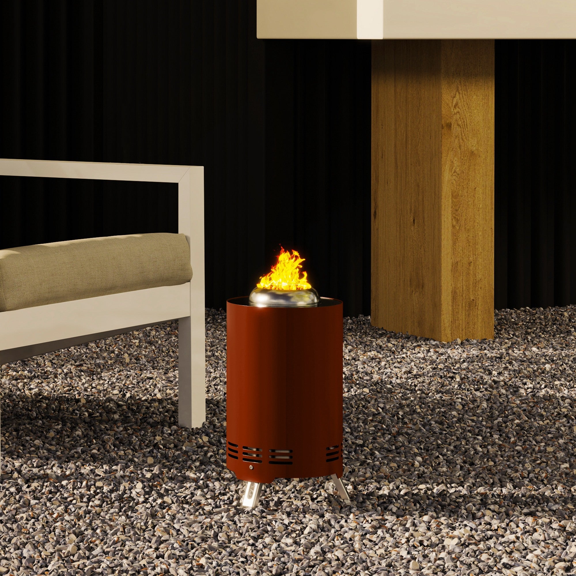 Outsunny Smokeless Fire Pit, 16 x 16 cm Stainless Steel Portable Wood Burning Firepit with Poker, Wood or Pellet Fuelled Tabletop Fire Pit for Garden Camping Bonfire Party, Red 