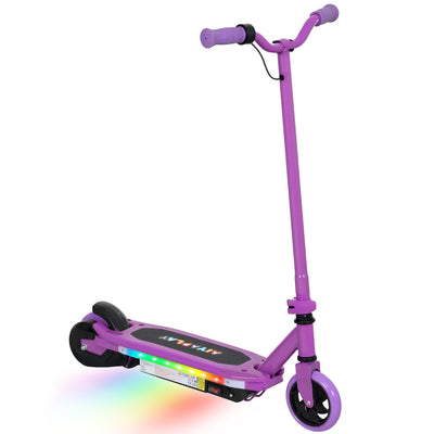 AIYAPLAY Electric Scooter for Ages 6-14, with Colourful Light and Electric Brake, Electric Scooter E Scooter, Up to 10 KM/H & 8 KM, Purple 