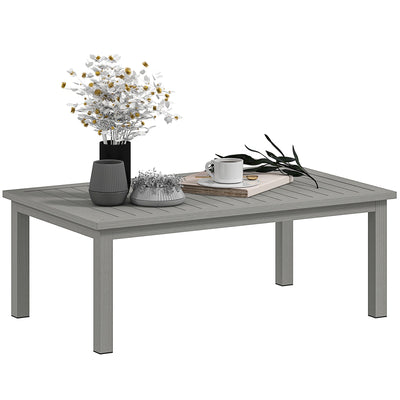Outsunny 100cm x 60cm Aluminium Outdoor Coffee Table - Grey 