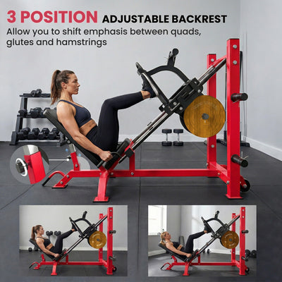 SPORTNOW Leg Press Machine with Wheels and Calf Block, Adjustable Squat Machine for Home Gym, 455KG Capacity 