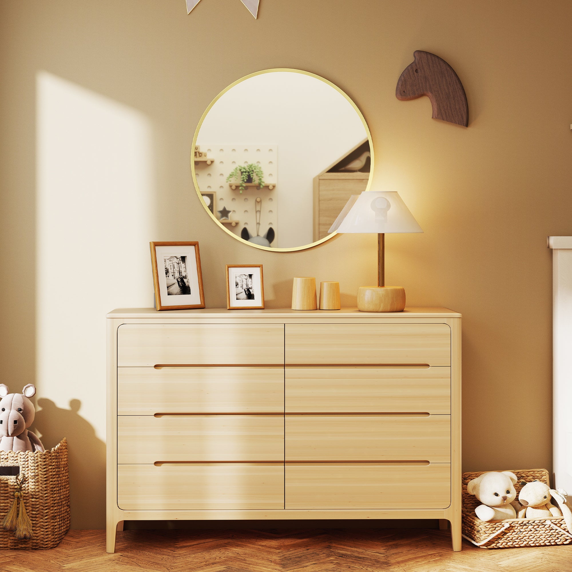 HOMCOM 61cm Decorative Wall Mirror for Bedroom Living Room, Modern Round Bathroom Mirror for Home Decor, Gold Tone 