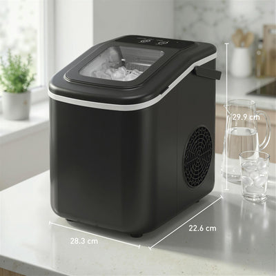 HOMCOM Countertop Ice Maker Machine 9 Cubes in 7 Mins Portable Ice Machine Ice Scoop and Basket 2 Sizes Black 