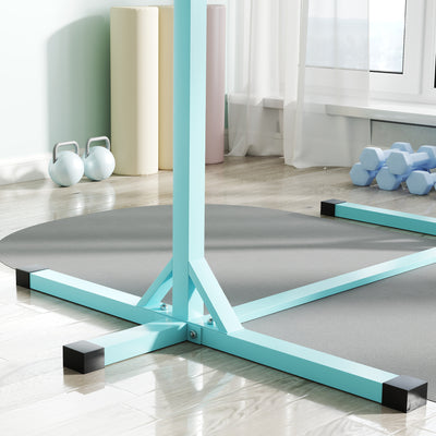 HOMCOM Height Adjustable Gymnastics Horizontal Bar for Kids, Children Junior Kip High Bar Fitness, Light Blue 