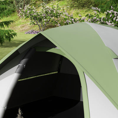 Outsunny Two Man Single Room Dome Tent, with Accessories - Green/Grey 