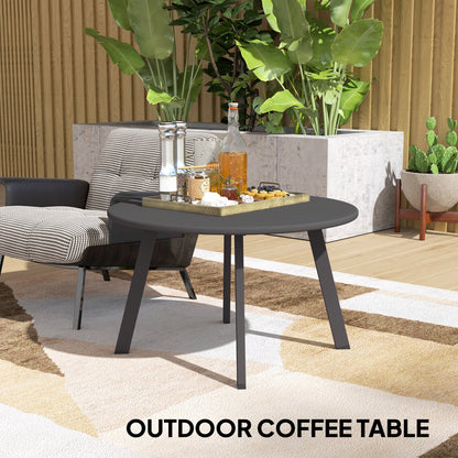Outsunny 70cm Round Coffee Table, Outdoor Garden Table with Non-Slip Foot Pads and Metal Frame for Garden, Terrace, Balcony, Living Room, Black 