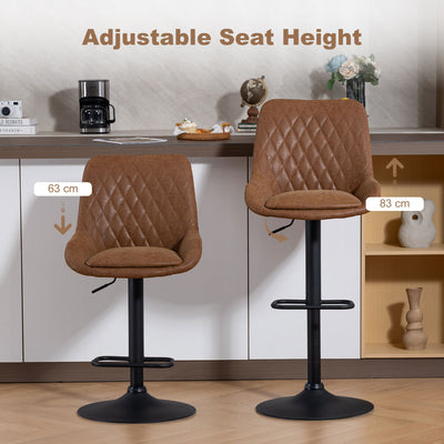 HOMCOM Set of Two Faux Leather Retro Bar Stools - Orange 