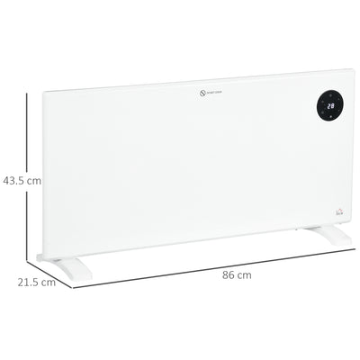 HOMCOM 2000W Electric Convector Heater, Freestanding or Wall Mounted, Space Heater with Adjustable Thermostat, Timer, White 