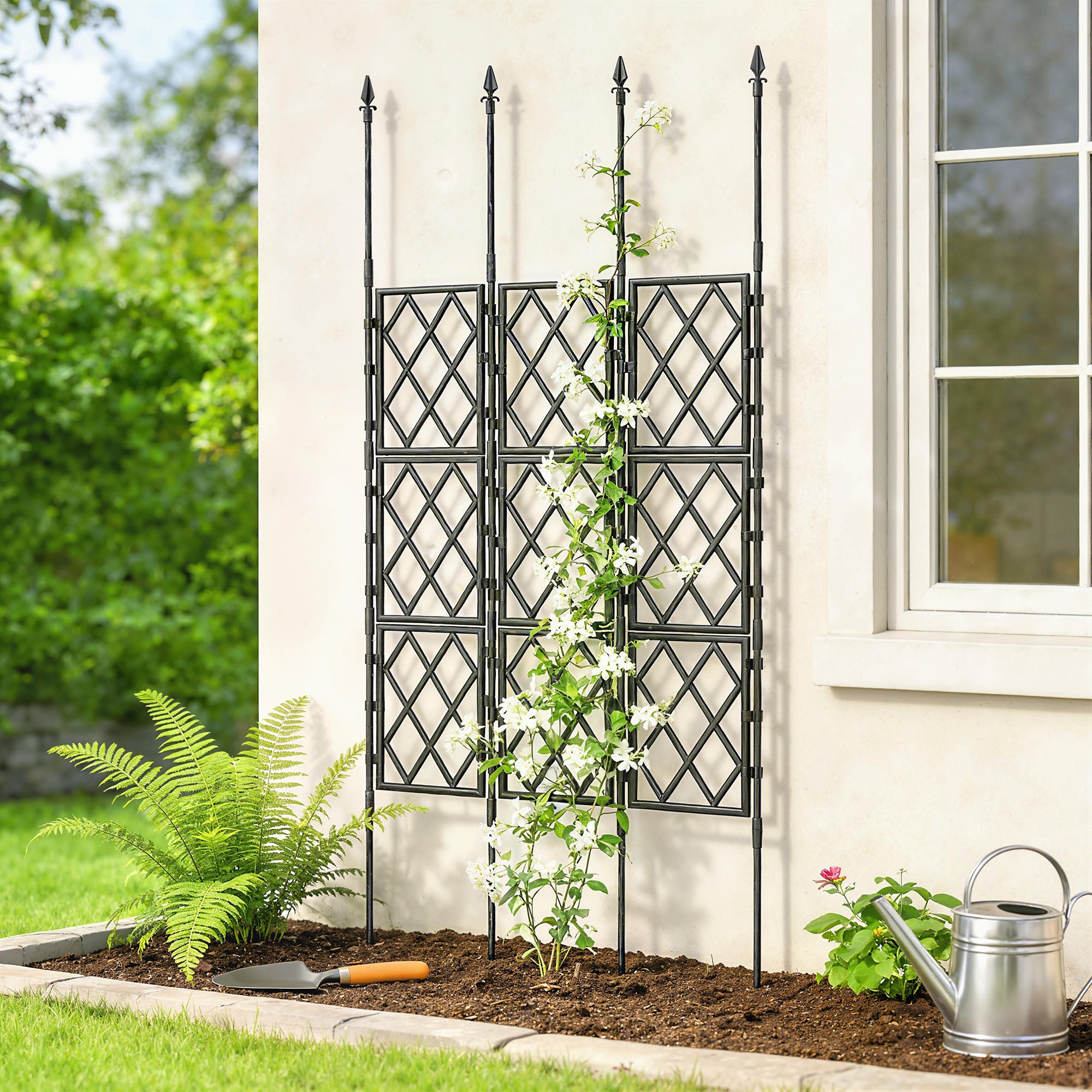 Outsunny Foldable Garden Trellis, Lattice Climbing Support Trellis for Garden, DIY Assembly, 85 x 197 cm, Black 