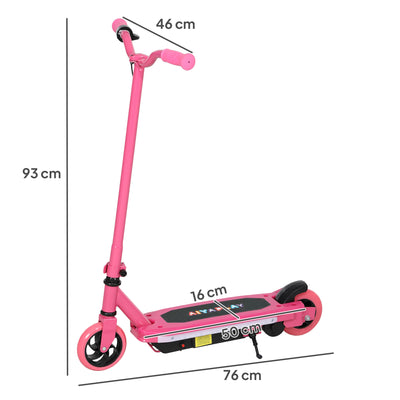 AIYAPLAY Electric Scooter for Ages 6-14, with Colourful Light and Electric Brake, Electric Scooter E Scooter, Up to 10 KM/H & 8 KM, Pink 