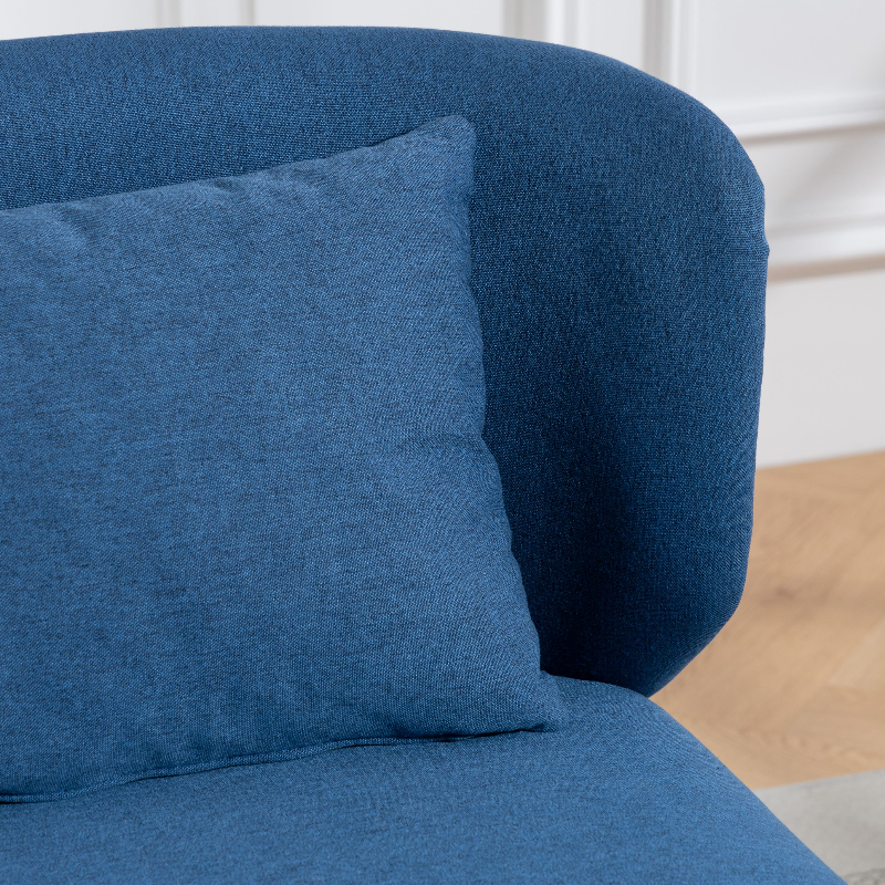 HOMCOM 2 Seater Sofa, Linen-look Fabric Small Sofa with Wing Back, Thick Seat, Metal Legs, Dark Blue 