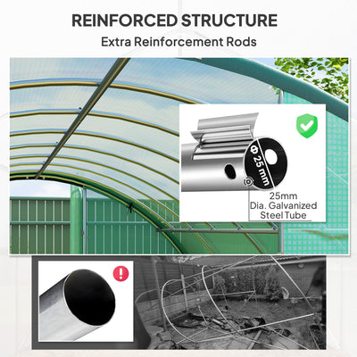 Outsunny 4 x 3(m) Polytunnel Greenhouse, with Windows and Doors - Green 
