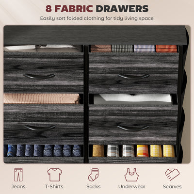 HOMCOM Chest of Eight Fabric Drawers - Black 
