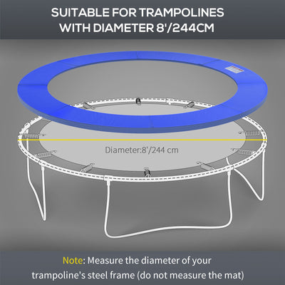 HOMCOM \'ce\'a6244cm Trampoline Pad Pads Replacement Trampoline Accessories Safety Surround Pads Padding - 8ft Blue 