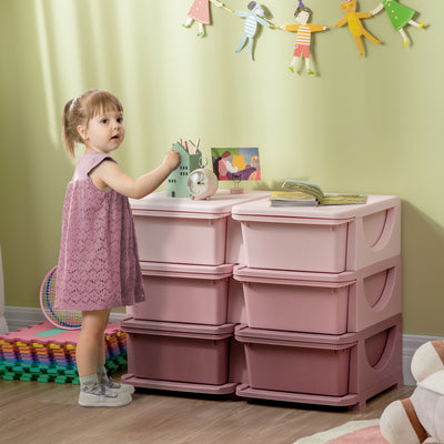 HOMCOM Kids Storage Unit, with Six Drawers - Pink 