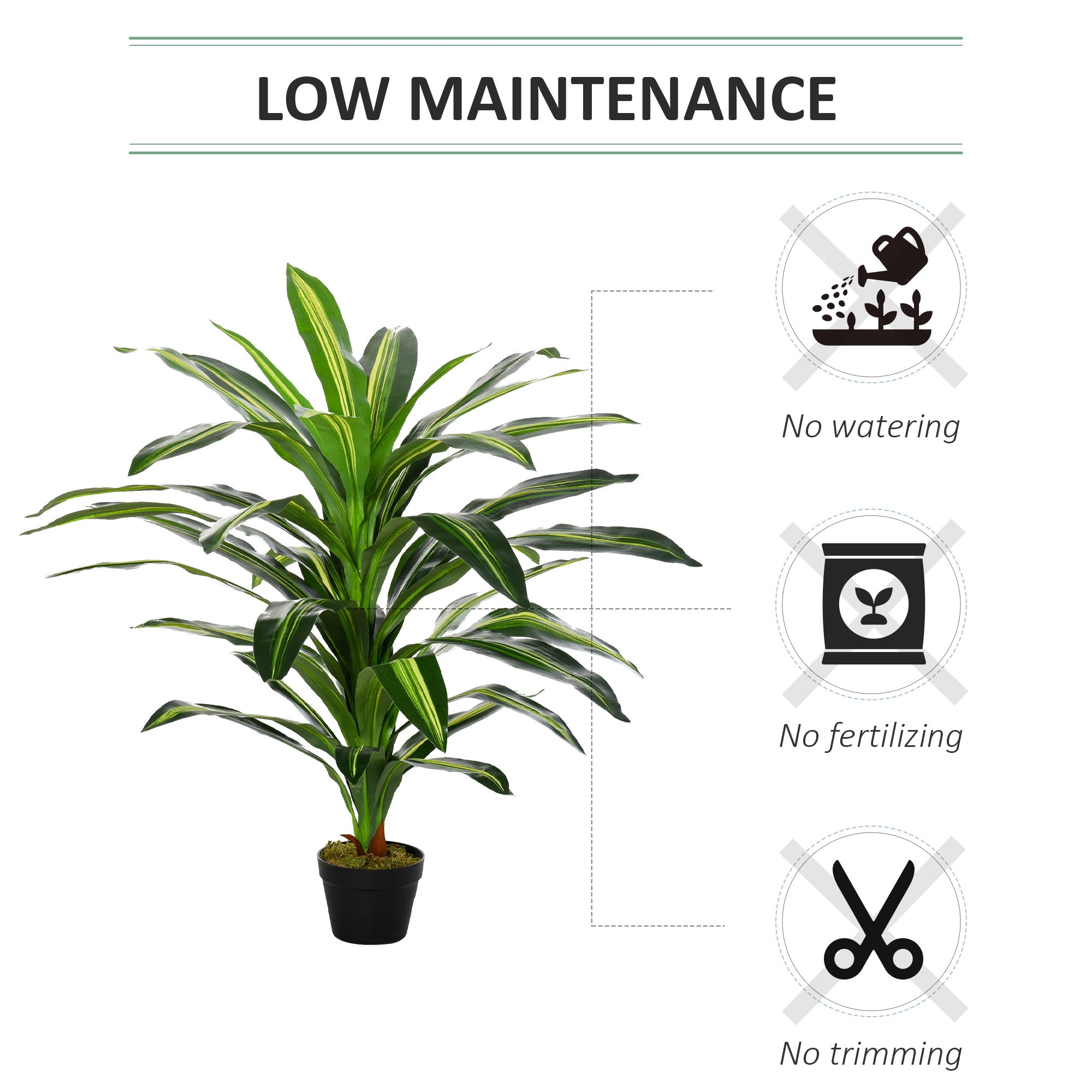 Outsunny Set of Two Artificial Dracaena Plants 