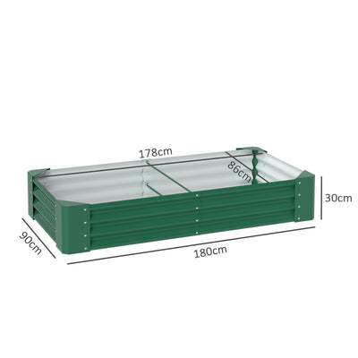 Outsunny 180 x 90cm Galvanised Steel Open Planter - Green 
