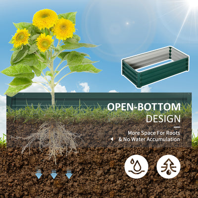 Outsunny Raised Beds for Garden, Galvanized Outdoor Planters, for Herbs and Vegetables, Use for Patio, Backyard, Balcony, Green 