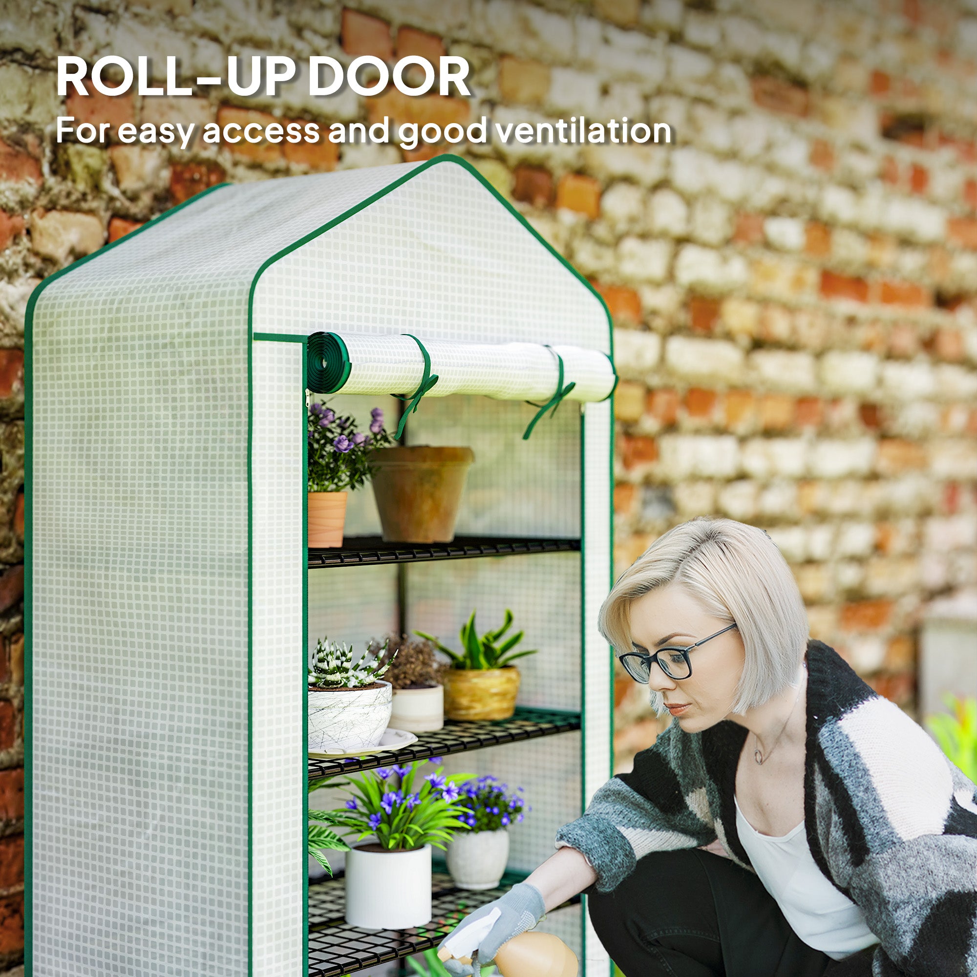 Outsunny Four-Tier Mini Greenhouse, with Reinforced Plastic Cover 