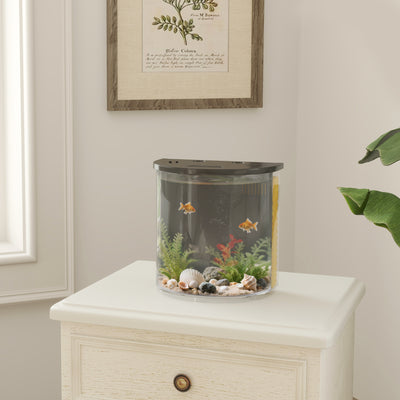 PawHut 3L Small Fish Tank with Filter System, LED Light, Small Fish Tank for Betta, Goldfish, Shrimp, Black 