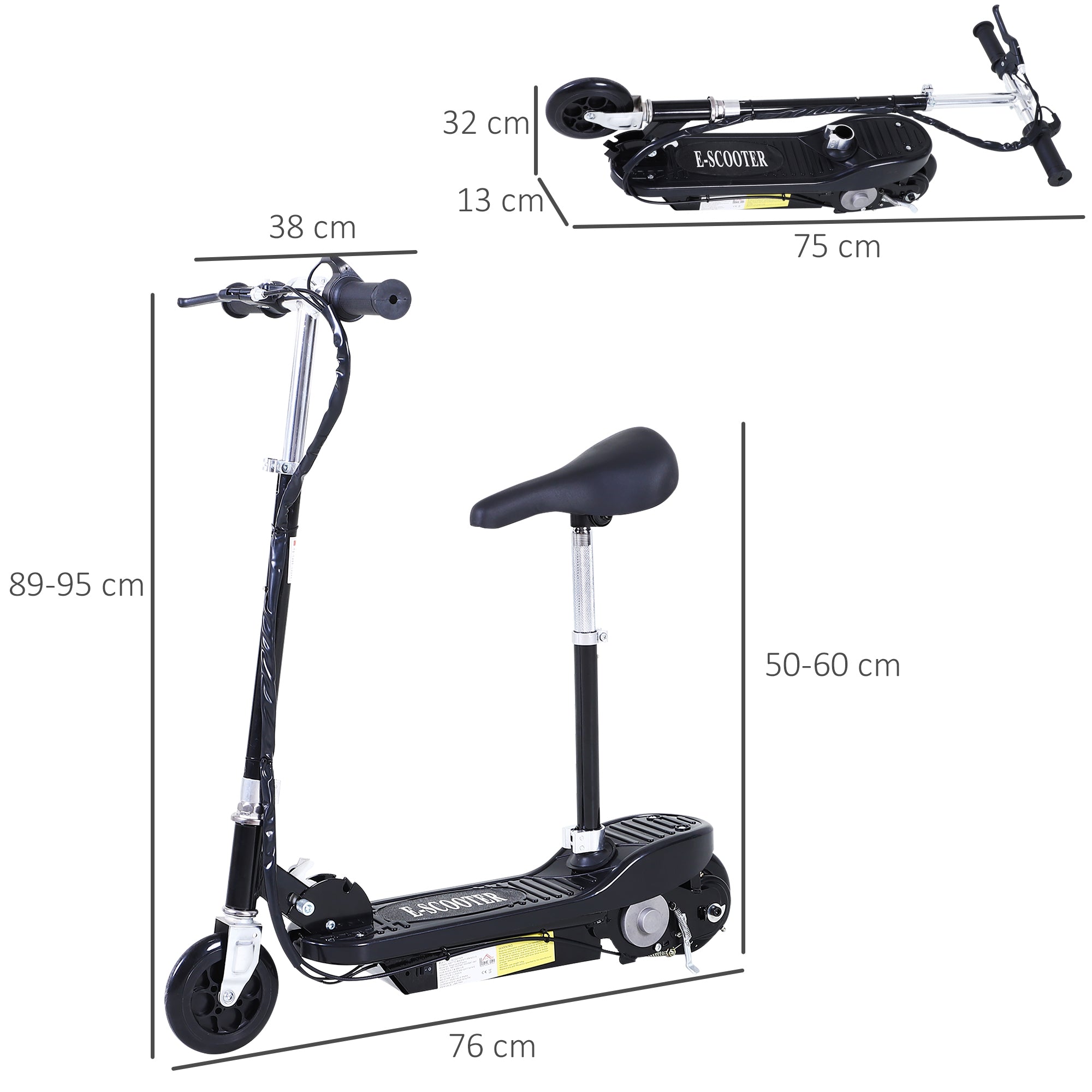 HOMCOM Outdoor Ride On Powered Scooter 120W Motor Bike 2 x 12V Battery - Black 