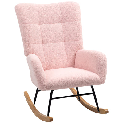 HOMCOM Teddy Fleece Rocking Chair - Pink 