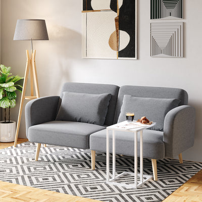 HOMCOM Two-Seater Click-Clack Sofa Bed, with Pillows - Grey 
